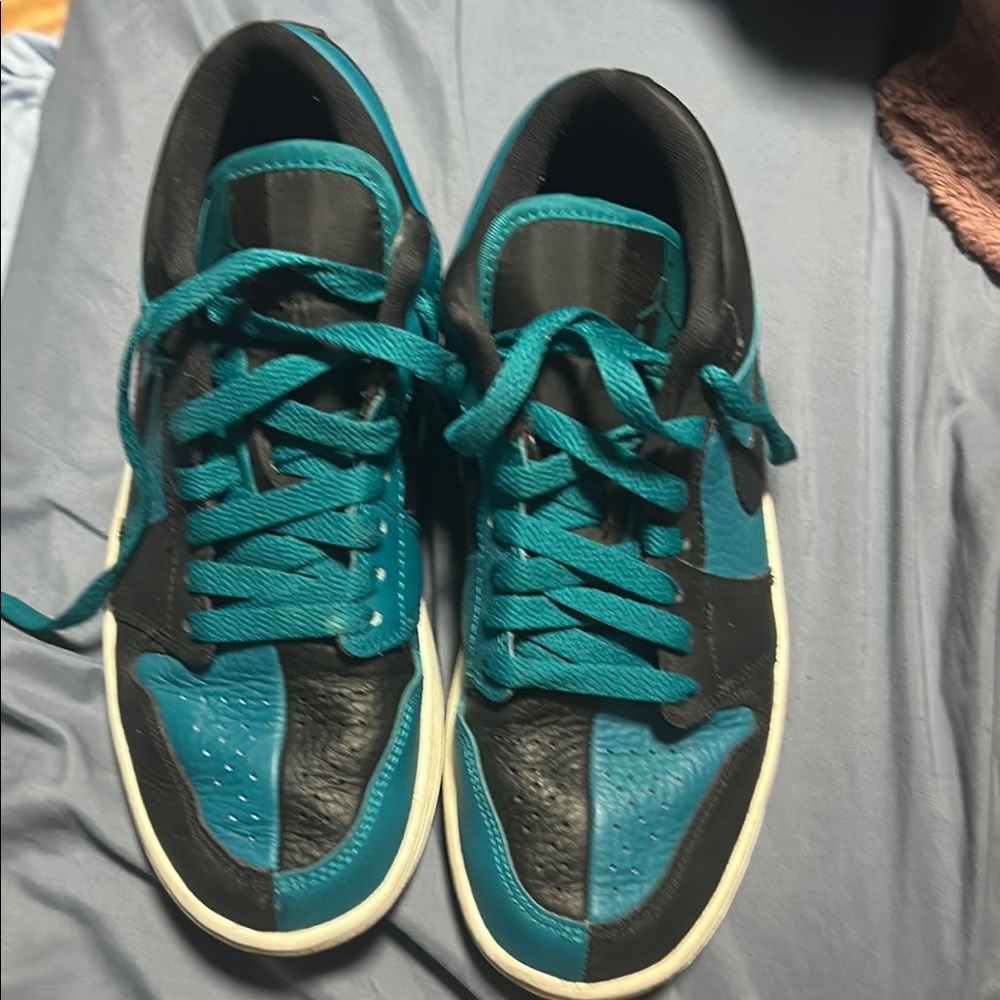 Jordan Black and Blue Sneakers Sporty Low-Top Design, can shop with orginal box